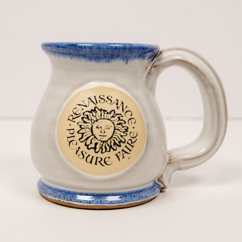 Vintage Renaissance Pleasure Faire Stoneware Mug Handmade Sun Face Pottery